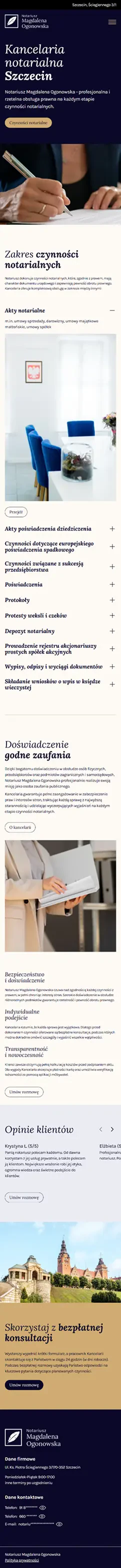 Strona internetowa dla Kancelarii Notarialnej Magdaleny Ogonowskiej