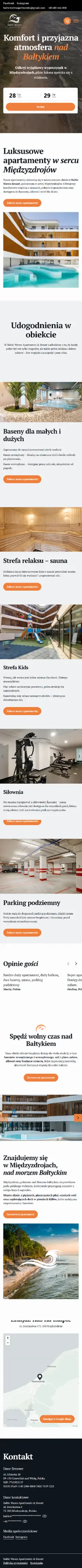 Strona internetowa apartamentów Baltic Waves Międzyzdroje