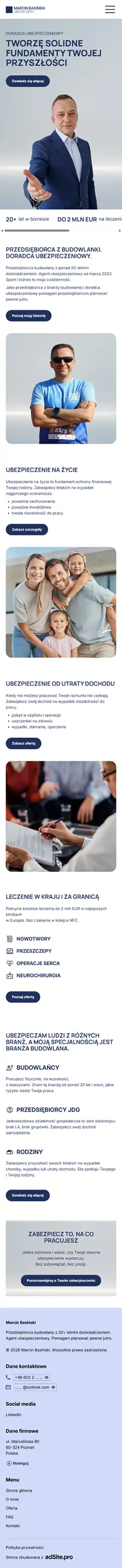 Strona internetowa dla Marcin Basiński Ubezpieczenia