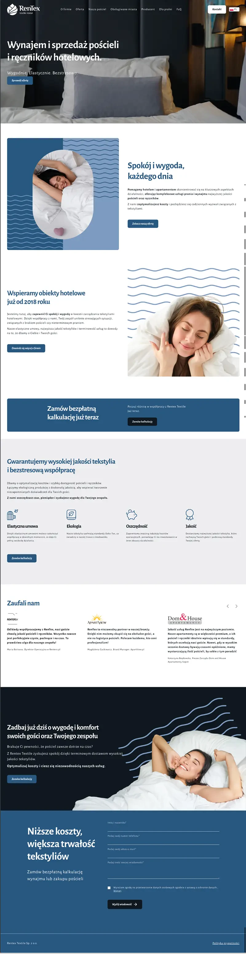 Strona internetowa dla Rentex Textile