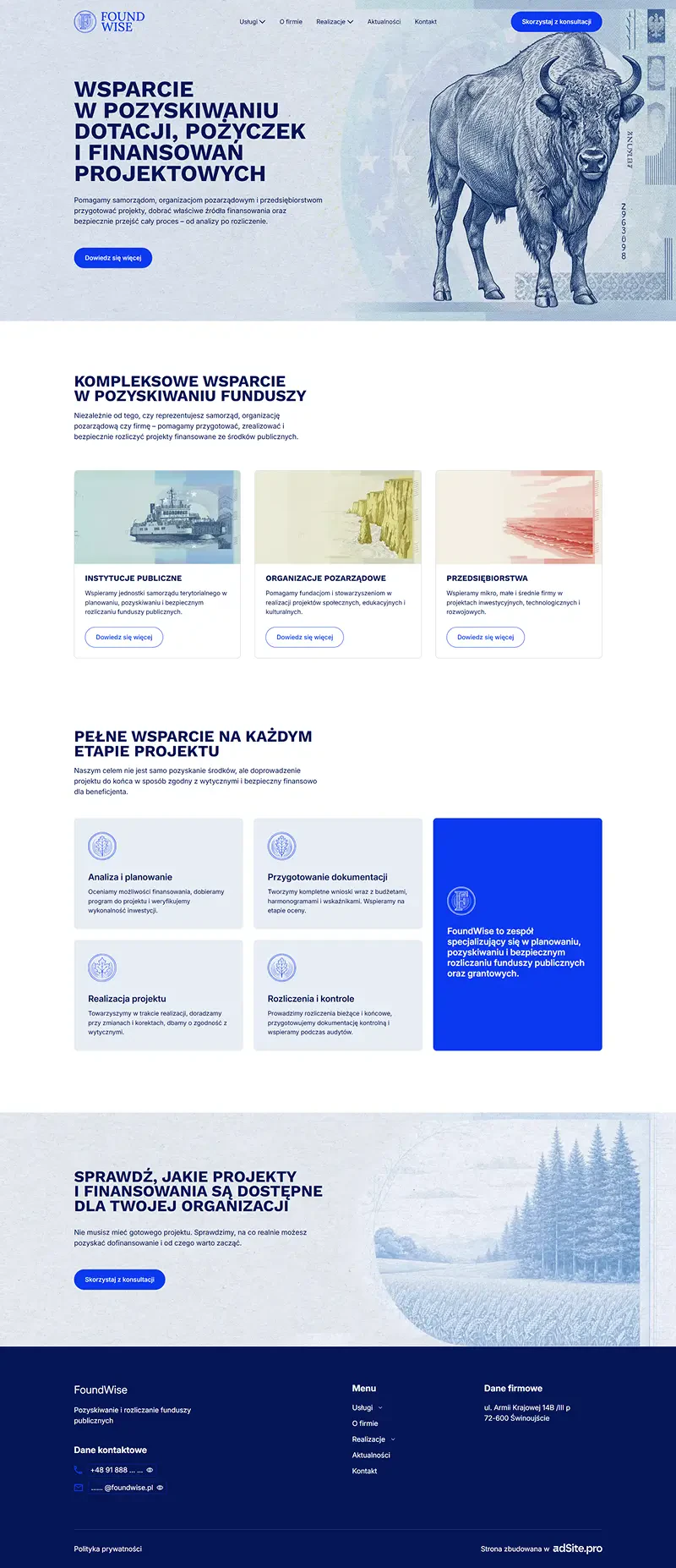 Strona internetowa dla firmy pozyskującej fundusze - FoundWise