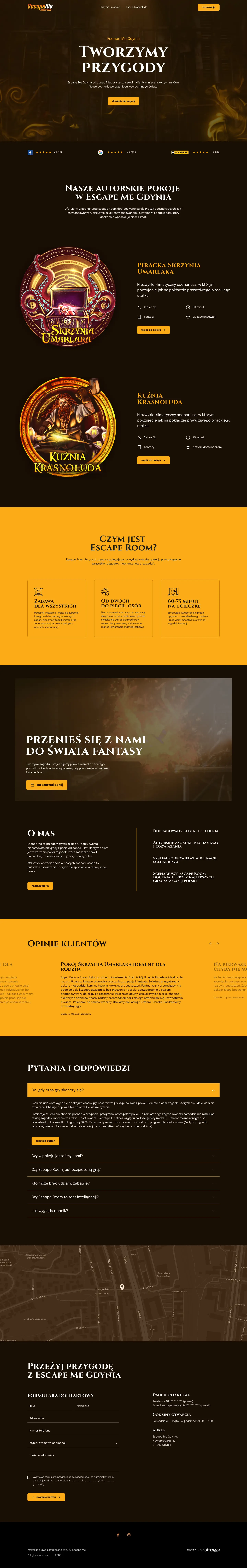 Strona internetowa dla Escape Room - Escape Me Gdynia