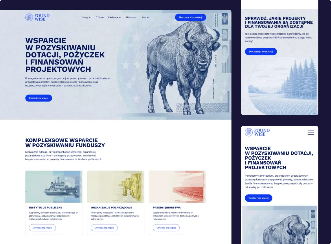 Strona internetowa dla firmy pozyskującej fundusze - FoundWise
