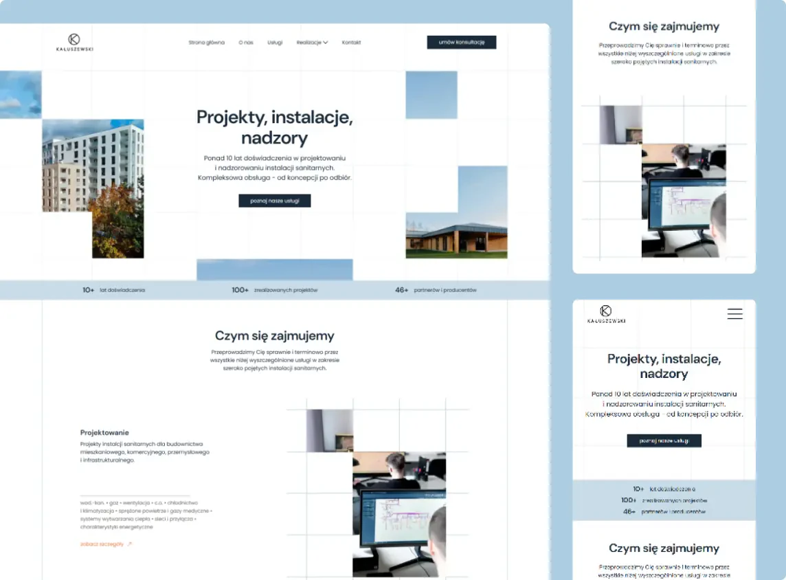 Strona internetowa dla KAŁUSZEWSKI - Projekty, instalacje,nadzory