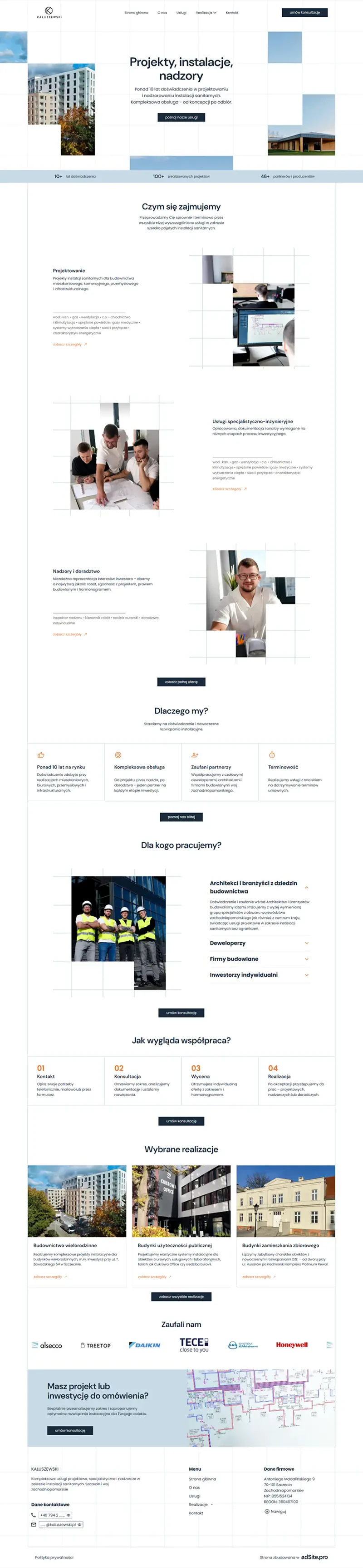Strona internetowa dla KAŁUSZEWSKI - Projekty, instalacje,nadzory