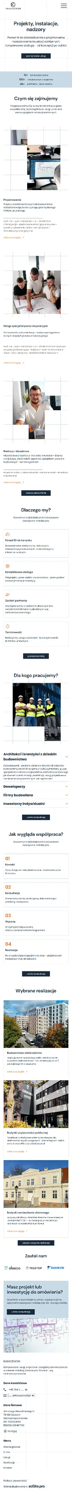 Strona internetowa dla KAŁUSZEWSKI - Projekty, instalacje,nadzory