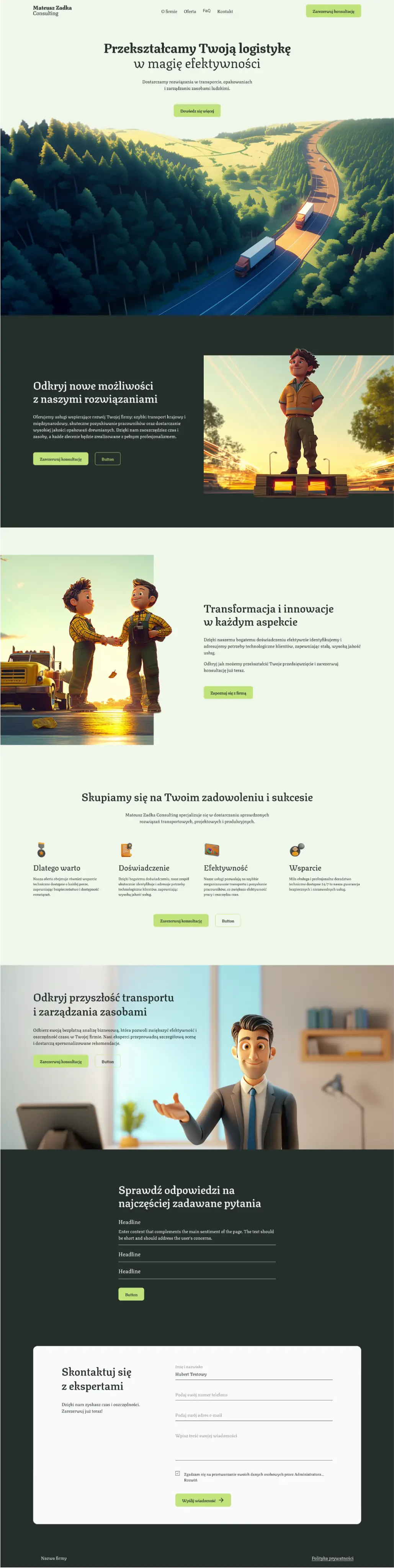 Strona internetowa dla firmy doradczej - Mateusz Zadka Consulting