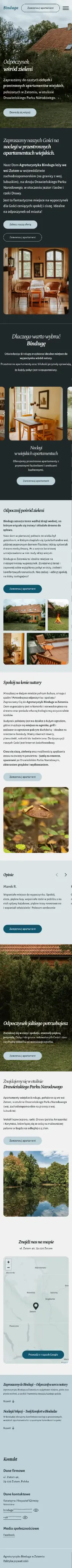 Strona internetowa dla agroturystyki - Binduga Zatom