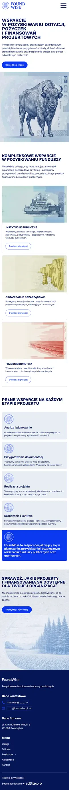 Strona internetowa dla firmy pozyskującej fundusze - FoundWise