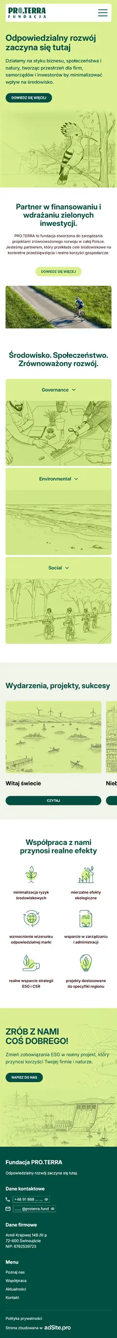 Strona internetowa dla Fundacja PRO.TERRA