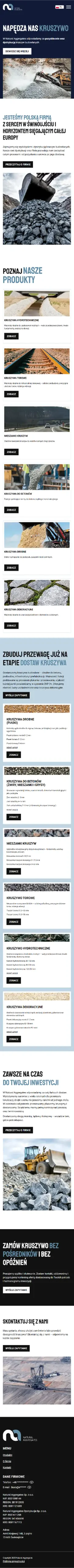 Strona internetowa dla Natural Aggregates