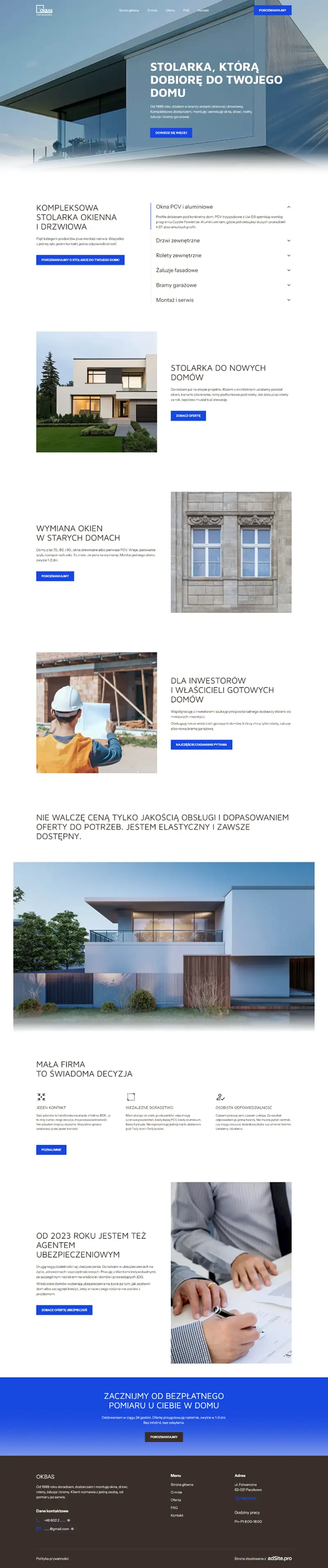 Strona internetowa dla OKBAS - Stolarka okienna i drzwiowa