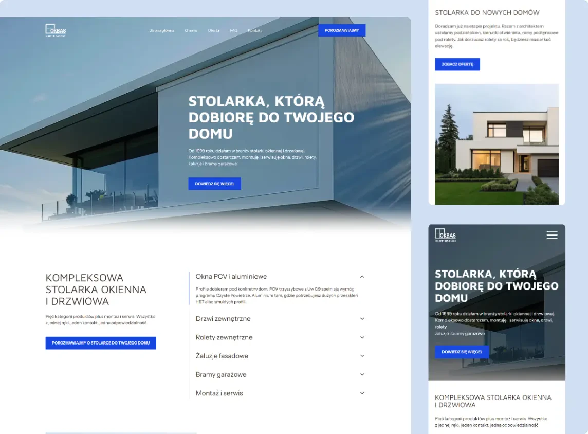 Strona internetowa dla OKBAS - Stolarka okienna i drzwiowa