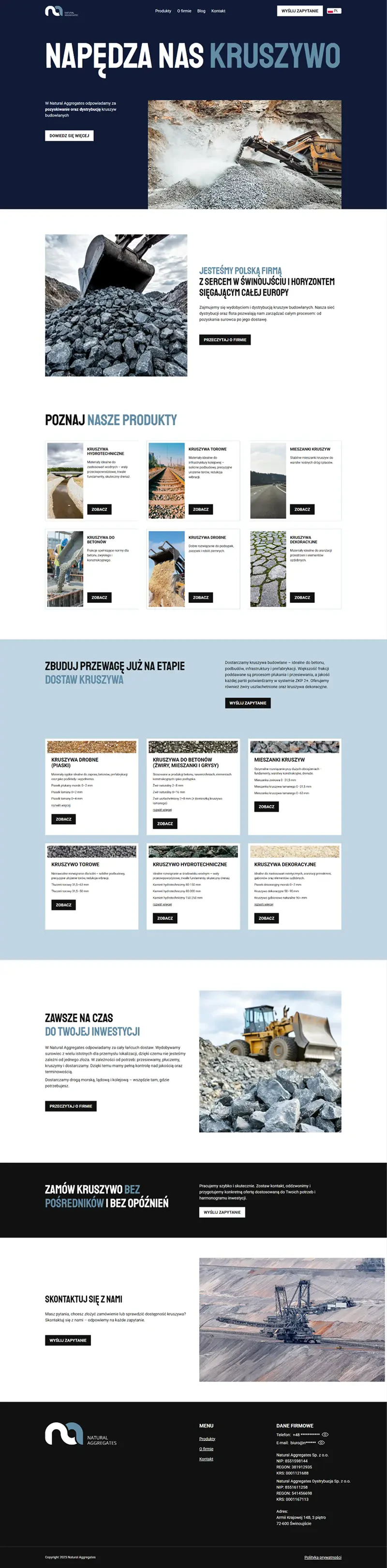 Strona internetowa dla Natural Aggregates