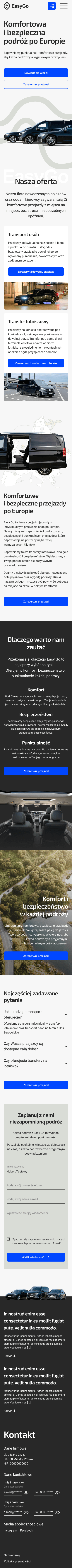 Strona internetowa dla firmy zajmującej się przewozami - EasyGo Szczecin