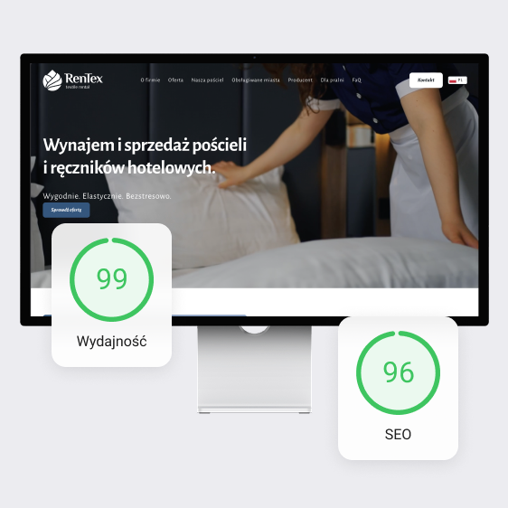 Mobilna wersja strony Rentex Textile wygenerowanej w adSite.pro