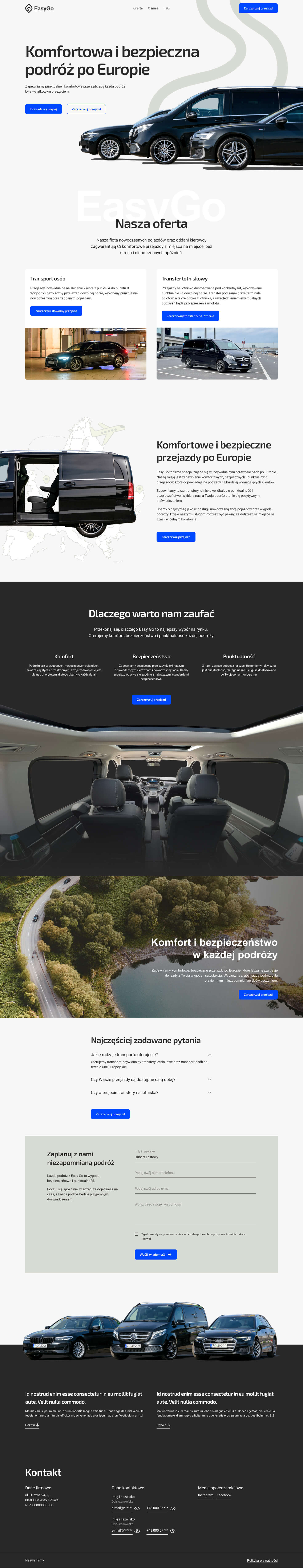 Strona internetowa dla firmy zajmującej się przewozami - EasyGo Szczecin
