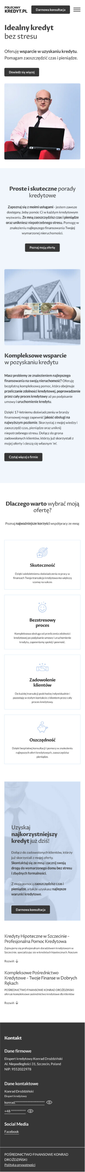 Strona internetowa dla doradcy kredytowego - Konrad Droździński Szczecin